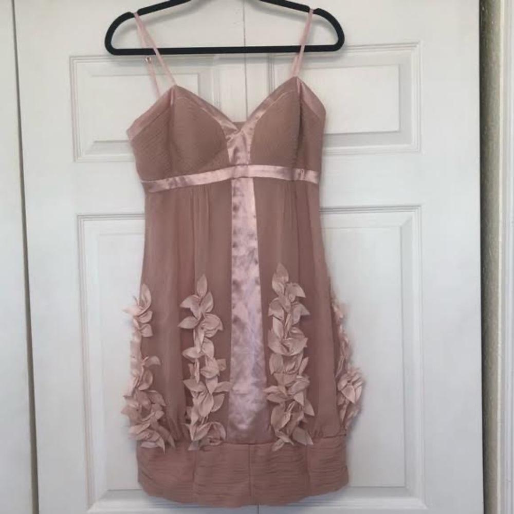 Sue Wong Silk Floral Applique Pink Cocktail Dress